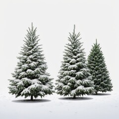 Wall Mural -  christmas Trees with Snow isolated 