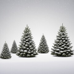 Wall Mural -  christmas Trees with Snow isolated 
