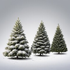 Wall Mural -  christmas Trees with Snow isolated 