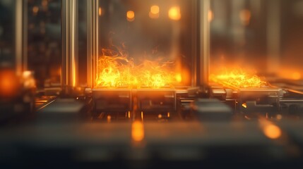Wall Mural - A computer chip is being heated up and the image has a futuristic feel to it