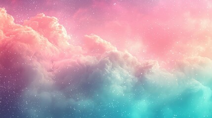 Poster - Soft, colorful clouds fill the sky with shades of pink and blue during twilight, creating a tranquil and dreamy atmosphere. Stars twinkle gently in the background