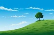 © ART IMAGE DOWNLOADS - Greenery  Style Azure and Green Hilltop Tree Scene