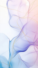 Poster - Soft flowing lines in purple and blue create a calming abstract composition against a light backdrop, inviting contemplative reflection