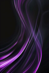 Poster - Soft purple lines gracefully flow across a black background, creating an alluring abstract effect that evokes movement and energy