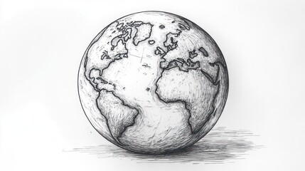 pen sketch of an egg shaped world map