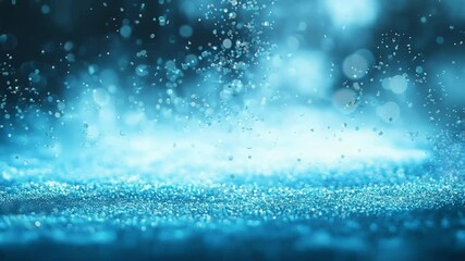 Wall Mural - Mesmerizing Blue Bokeh Water Drops Seamless Loop Video Background