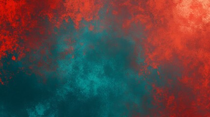 Wall Mural - teal and fiery red gradient background featuring a smooth neon color flow and subtle grainy textures