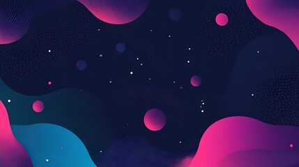 Wall Mural - Vibrant teal and magenta gradient with glowing circular shapes and a grainy noise texture on a deep navy backdrop, ideal for modern headers or posters