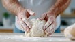 © Lens Legacy - A rustic baker shapes artisanal dough with evident mastery, capturing the essence of traditional baking arts and the intimate relationship between hand and craft.