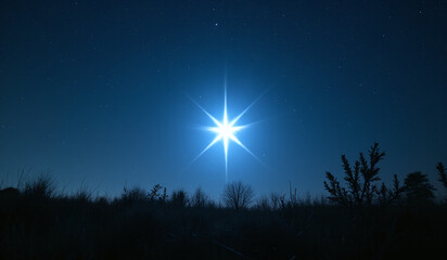 guiding star shines brightly clear night sky created modern technology