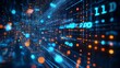 © Thirakun - futuristic glowing abstract binary towers city 3d highway concept of big data artificial intelligence machine learning virtual reality hyper loop random seed aspect ratio 16:9