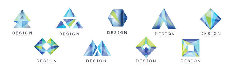 Abstract Geometric Logo Design with Shape and Figure Vector Set