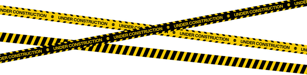 Under construction page. Caution yellow tape construct warning line background sign web page security caution