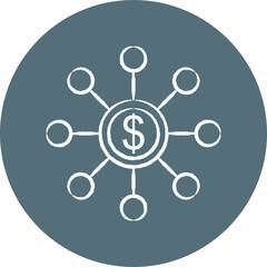 Dollar network single illustration vector icon