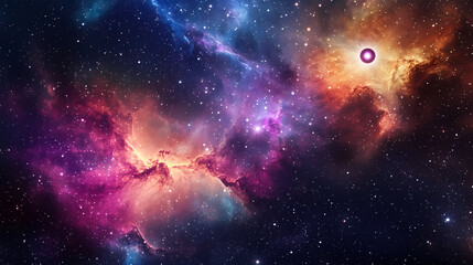 Wall Mural - Stunning cosmic scene featuring a solar eclipse surrounded by vibrant nebula and stars in deep space, showcasing the beauty of the universe. Ecliptic. Illustration