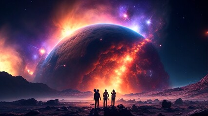 a group of space explorers