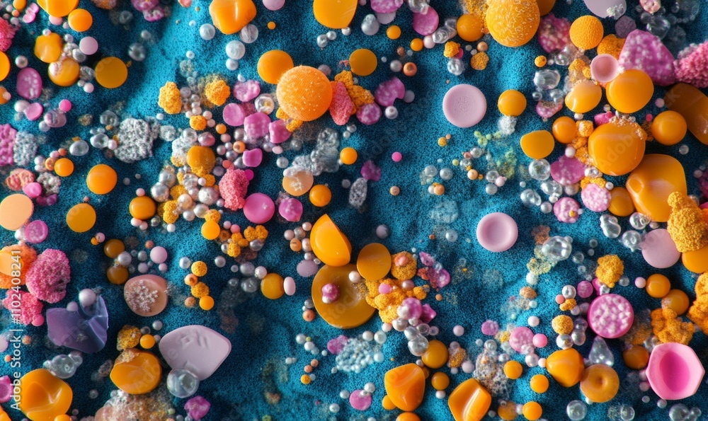 Scientific study of microplastics under a microscope with detailed ...