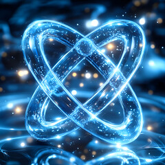 Wall Mural - vibrant glowing abstract shape in a futuristic digital environment with shimmering light effects and
