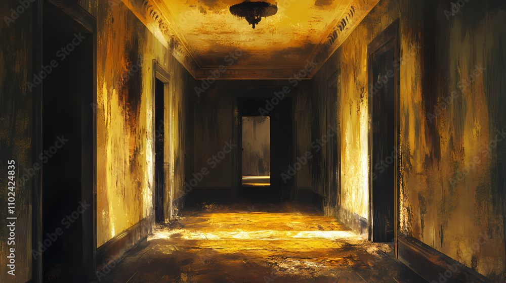 Backrooms empty room liminal spaces abstract hall corridors yellow ...