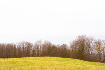 Wall Mural - Cultural landscape by Lake Mjøsa at Totenvika in October.