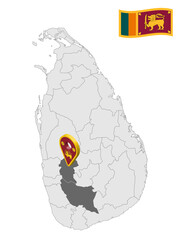 Wall Mural - Location  Sabaragamuwa Province on map Sri Lanka. 3d location sign similar to the flag of Sabaragamuwa Province. Quality map with  Provinces of the Sri Lanka for your design. EPS10