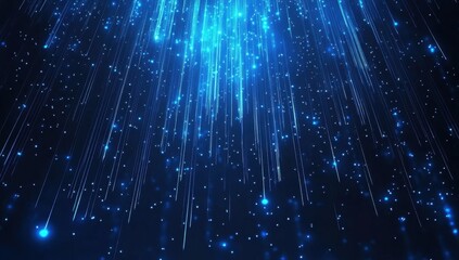Blue binary code background with data flowing down, a dark blue digital abstract technology wallpaper Generative AI