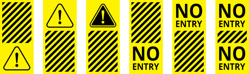 Wall Mural - various black and yellow warning signs with diagonal lines. attention, danger or caution sign, warni