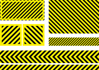 Wall Mural - various black and yellow warning signs with diagonal lines. attention, danger or caution sign, warni