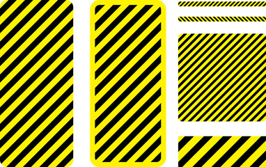 Wall Mural - various black and yellow warning signs with diagonal lines. attention, danger or caution sign, warni