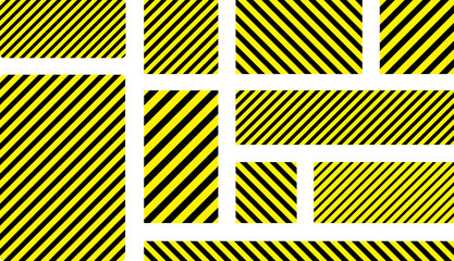 Wall Mural - various black and yellow warning signs with diagonal lines. attention, danger or caution sign, warni