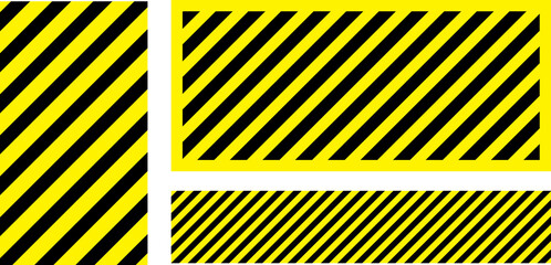 Wall Mural - various black and yellow warning signs with diagonal lines. attention, danger or caution sign, warni