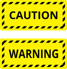 Wall Mural - various black and yellow warning signs with diagonal lines. attention, danger or caution sign, warni