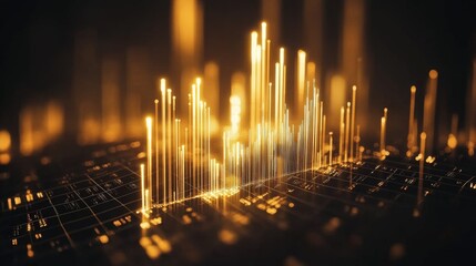 Leinwandbilder - Abstract Digital Visual Representation of Financial Data in Gold