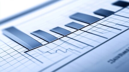 Leinwandbilder - Financial Data Analysis with Bar Graph on Blue Background
