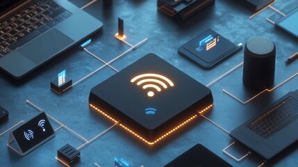 Aufkleber - Modern Technology Network Illustration with Devices and Connections