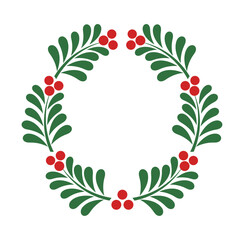 Wall Mural - christmas wreath symbol made of mistletoe. vector illustration.