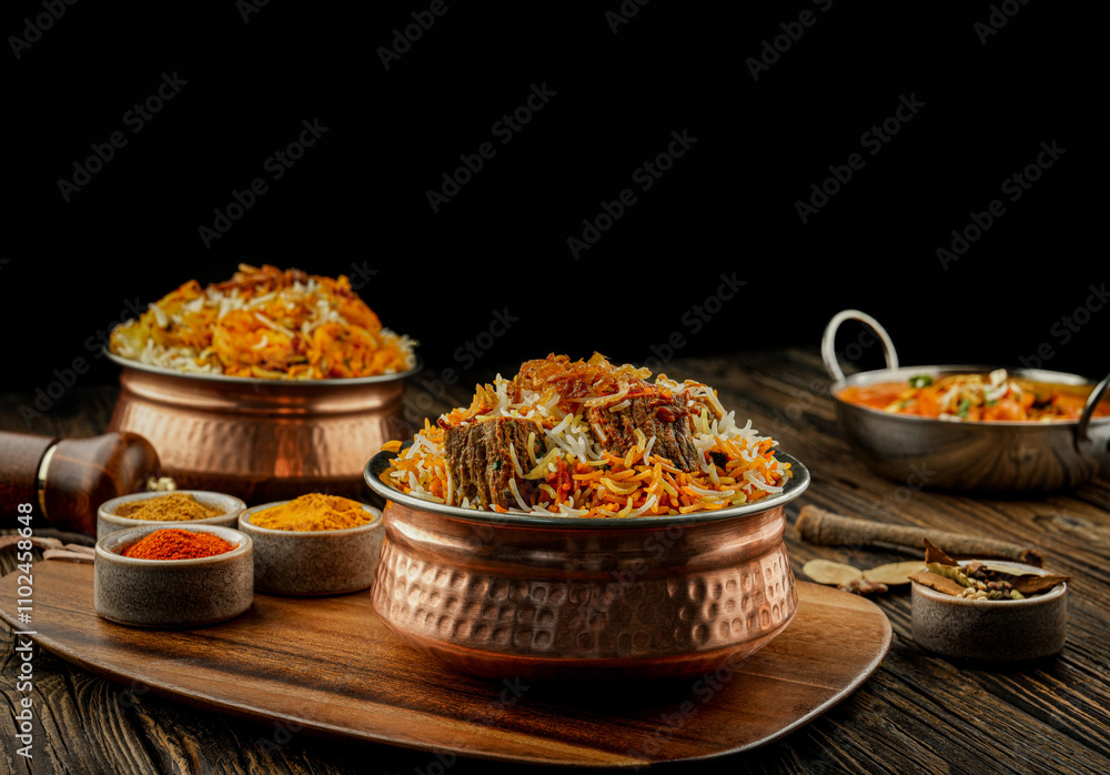 Biryani Inia indian chicken biryani, Spicy chicken biryani food photography Stock ...