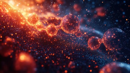 Wall Mural - A colorful, glowing image of spheres. Generative AI