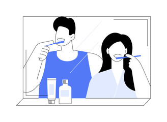 Wall Mural - Brushing teeth isolated cartoon vector illustrations.