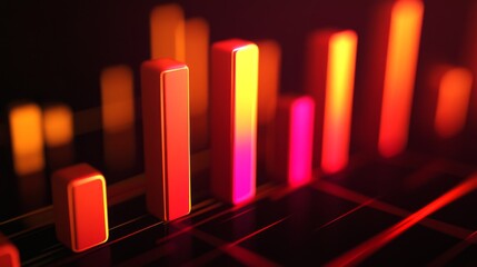 Poster - Colorful Data Visualization with 3D Bars and Warm Lighting Effects
