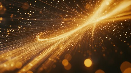 Poster - Abstract Gold Dust Background with Glowing Particles and Light Trails
