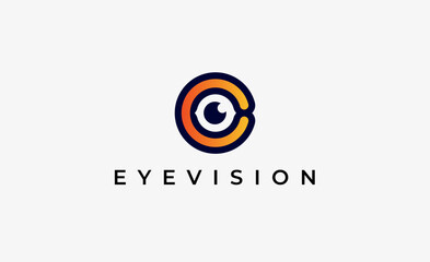 Logo Letter C and Eye Vision. Digital, visual with modern and minimalist concept. Editable file.