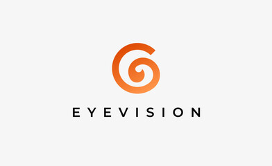 Wall Mural - Logo Letter G and Eye Vision. Digital, visual with modern and minimalist concept. Editable file.