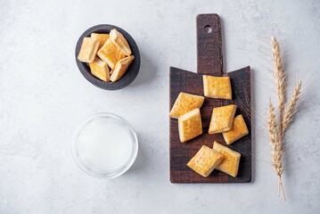 Wall Mural - Healthy homemade crackers on a white background