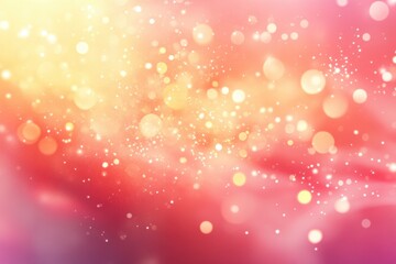 Fototapete - Abstract background with bokeh lights and glitter, in pastel colors. Background for a wedding invitation or greeting card design. Shiny, glowing, light pink, yellow, and red colors.