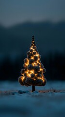 Wall Mural - Illuminated Snow Structure in Snowy Field