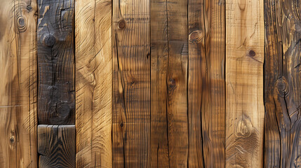 Closeup of natural wooden planks with textured grain and rich brown tones.