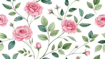  Watercolor Pink Roses Seamless Pattern, Floral Composition, Isolated on White Background, Botanical Illustration, Romantic Design

rose pattern, watercolor flowers, floral design, seamless texture