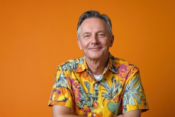 Caucasian man pose against vivid backgrounds, their bright attire and relaxed smiles creating an energetic, positive vibe.