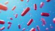 © itykhonova - Antibiotic pill capsules falling, healthcare and medical on a blue background